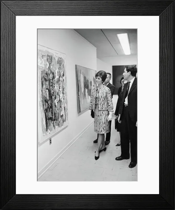 Framed Print : Portrait of Jackie Kennedy Looking at Painting Framed Print : Portrait of Jackie Kennedy Looking at Painting