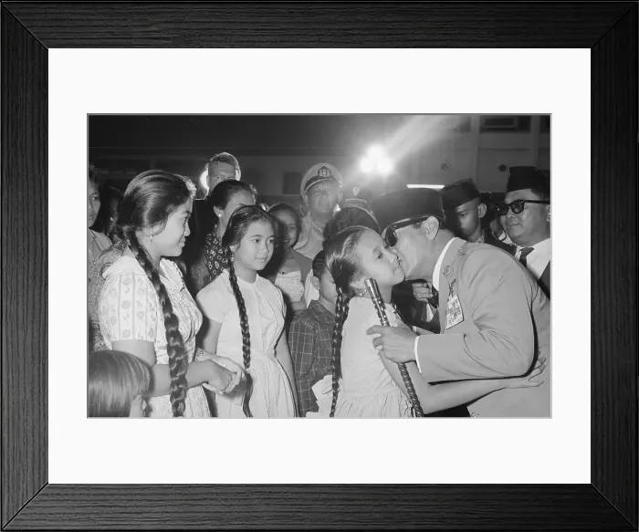 Framed Print : President Sukarno Saying Goodbye to His Daughters Framed Print : President Sukarno Saying Goodbye to His Daughters