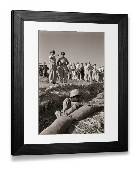 Framed Print : Soldier Guarding as Officers Plan Defense Framed Print : Soldier Guarding as Officers Plan Defense