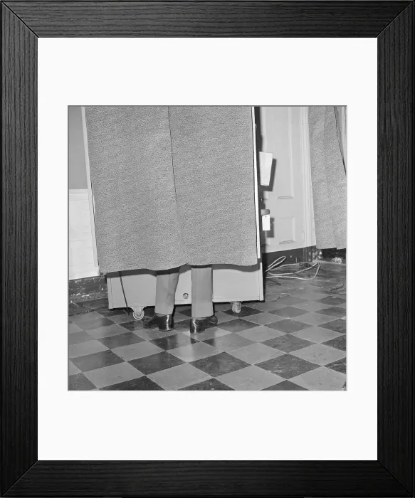 Framed Print : President Kennedy in Voting Booth Framed Print : President Kennedy in Voting Booth