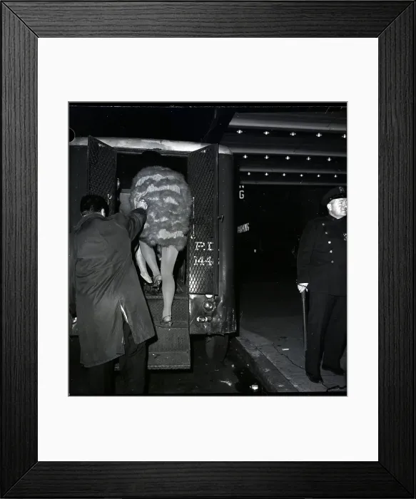 Framed Print : Man Dressed As Woman Being Arrested Framed Print : Man Dressed As Woman Being Arrested