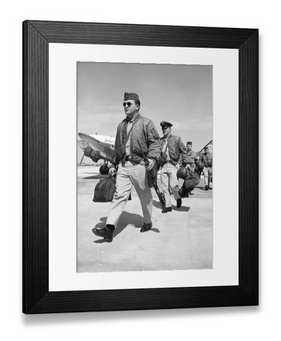 Framed Print : American Air Force Troops Leaving Training Base Framed Print : American Air Force Troops Leaving Training Base