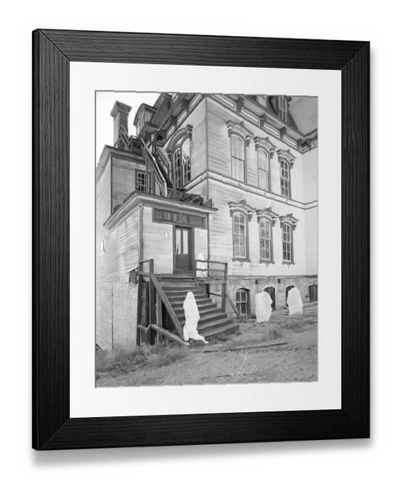 Framed Print : Ghosts Outside Old Western Building Framed Print : Ghosts Outside Old Western Building
