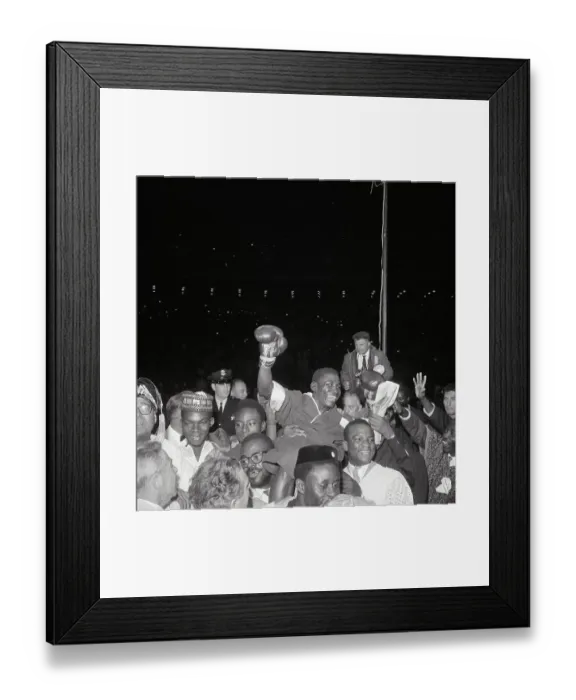 Framed Print : Closeup Dick Tiger Lifted On Shoulders Framed Print : Closeup Dick Tiger Lifted On Shoulders