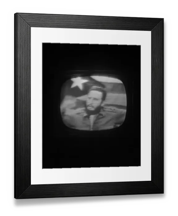 Framed Print : Fidel Castro in Front of Cuban Flag Framed Print : Fidel Castro in Front of Cuban Flag