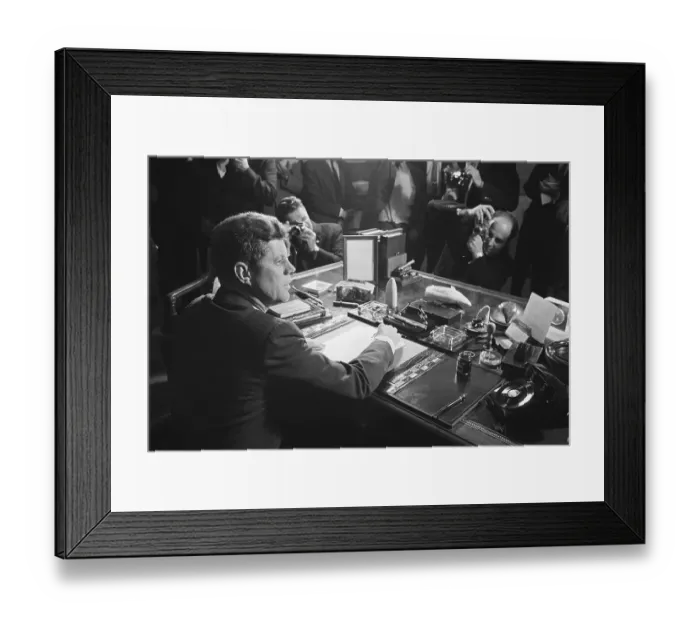 Framed Print : President Kennedy After Signing Arms Embargo Framed Print : President Kennedy After Signing Arms Embargo