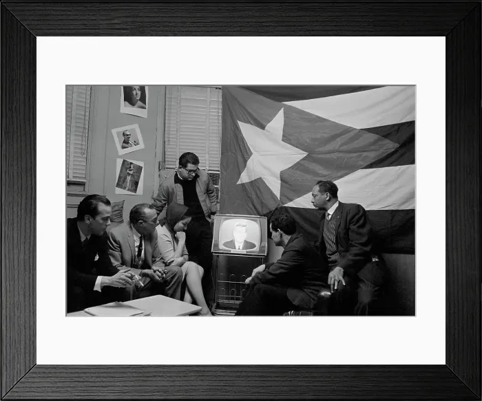 Framed Print : Cuban Refugees Watching Kennedy's Speech Framed Print : Cuban Refugees Watching Kennedy's Speech