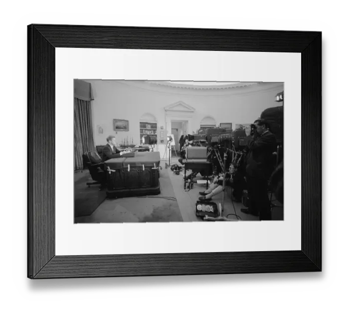 Framed Print : President Kennedy Broadcasting from Oval Office Framed Print : President Kennedy Broadcasting from Oval Office