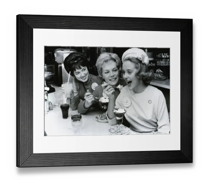 Framed Print : Beauty Contestants Eating Ice Cream