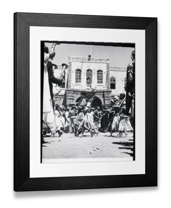 Framed Print : Abdullah Sallal Watches Troops from Window Framed Print : Abdullah Sallal Watches Troops from Window