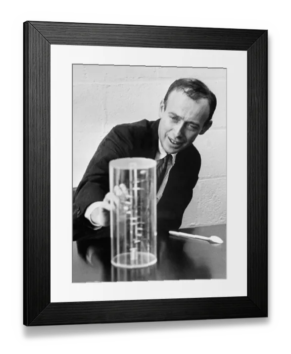 Framed Print : James Watson with a Model for DNA Framed Print : James Watson with a Model for DNA