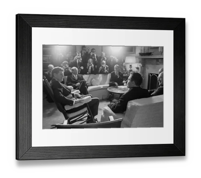Framed Print : John Kennedy Seated with Others Framed Print : John Kennedy Seated with Others