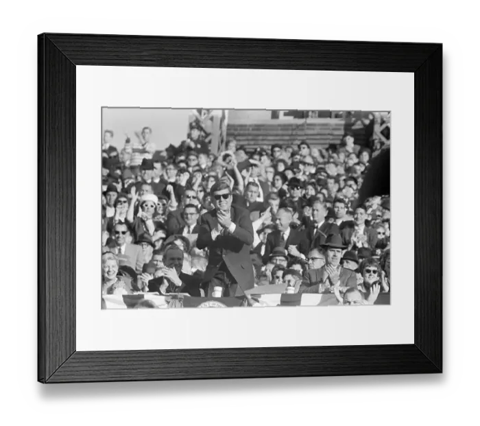 Framed Print : President Kennedy Applauding at Football Game Framed Print : President Kennedy Applauding at Football Game