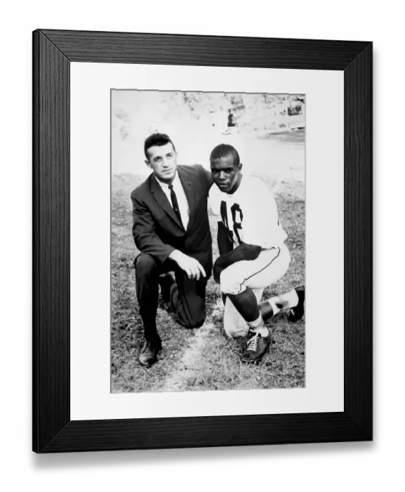 Framed Print : Gale Sayers and Kansas Coach Jack Mitchell