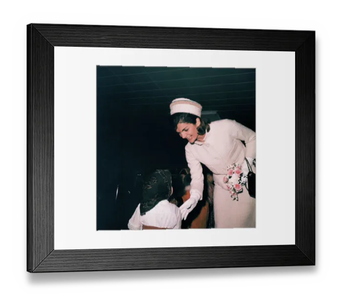 Framed Print : Jacqueline Kennedy Speaking to Youngster at Fashion Show Framed Print : Jacqueline Kennedy Speaking to Youngster at Fashion Show
