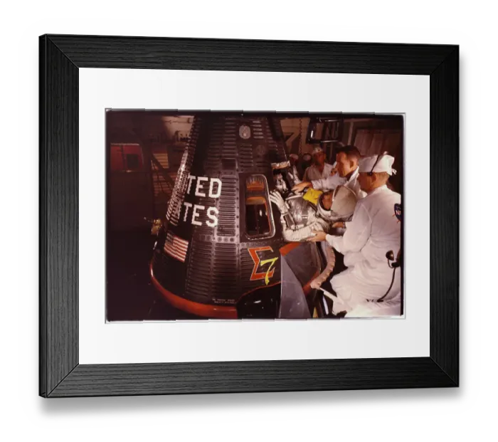 Framed Print : Men Assisting Walter Schirra into Space Capsule Framed Print : Men Assisting Walter Schirra into Space Capsule