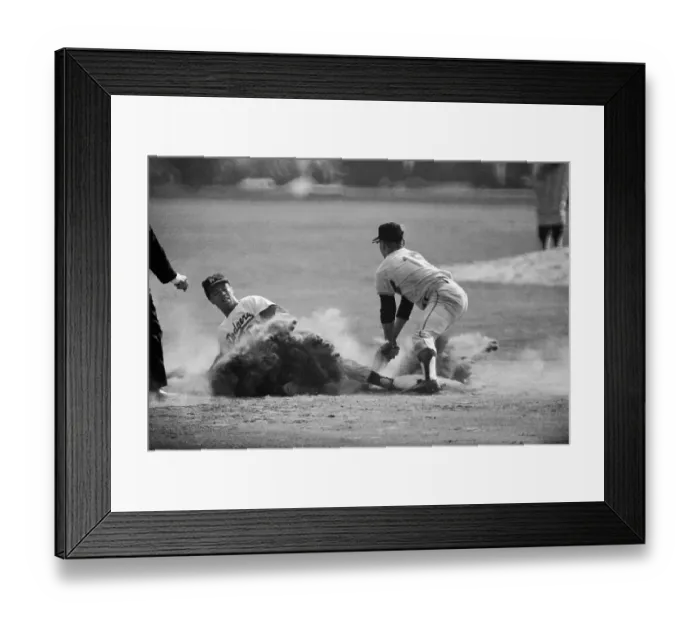 Framed Print : Maury Wills Stealing Third Base Framed Print : Maury Wills Stealing Third Base