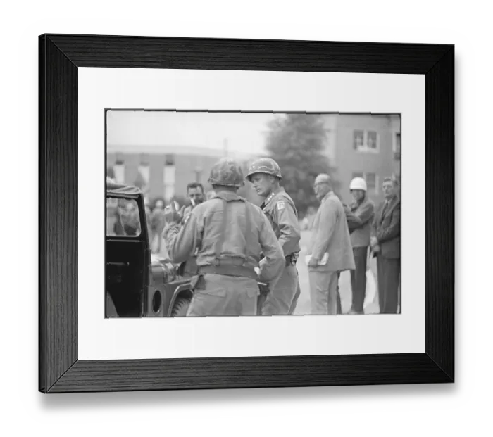 Framed Print : Howze Talks with Staff Officers