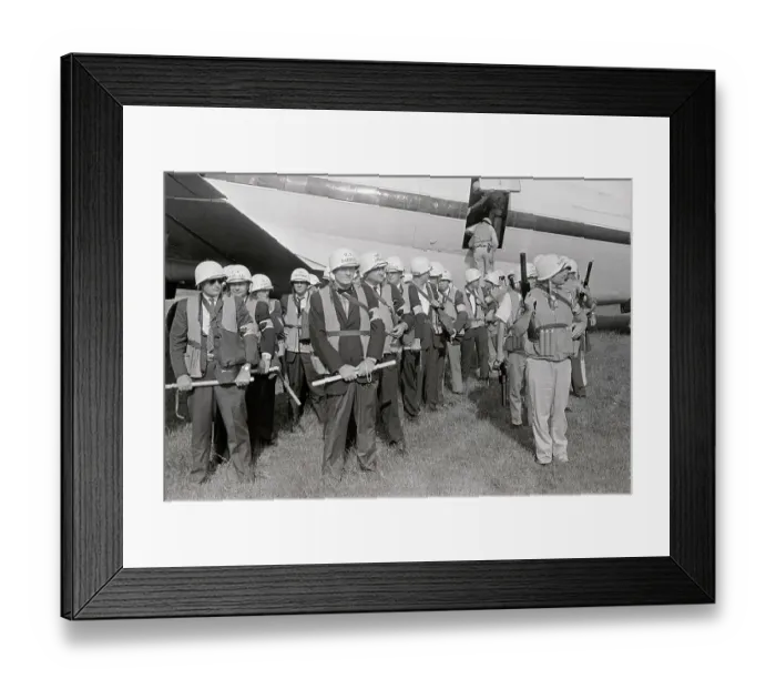 Framed Print : Federal Police Gathering Together on Airport Field