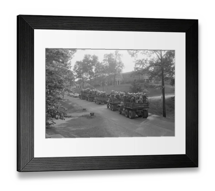 Framed Print : Army Trucks Arrive at University of Mississippi