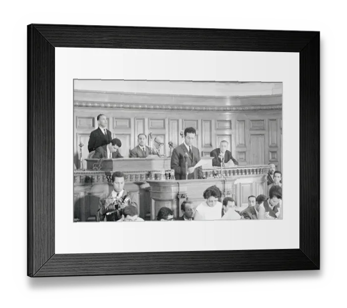Framed Print : Ahmed Ben Bella Giving Speech Framed Print : Ahmed Ben Bella Giving Speech