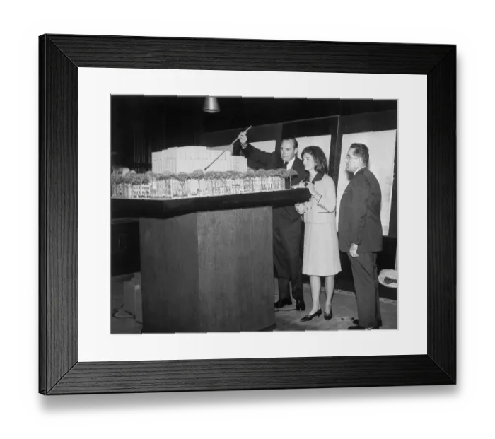 Framed Print : John Warnecke Explaining Model to Jackie Kennedy Framed Print : John Warnecke Explaining Model to Jackie Kennedy