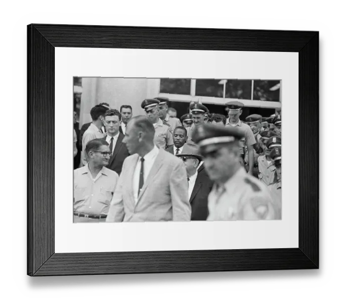 Framed Print : James Meredith Walking with Police