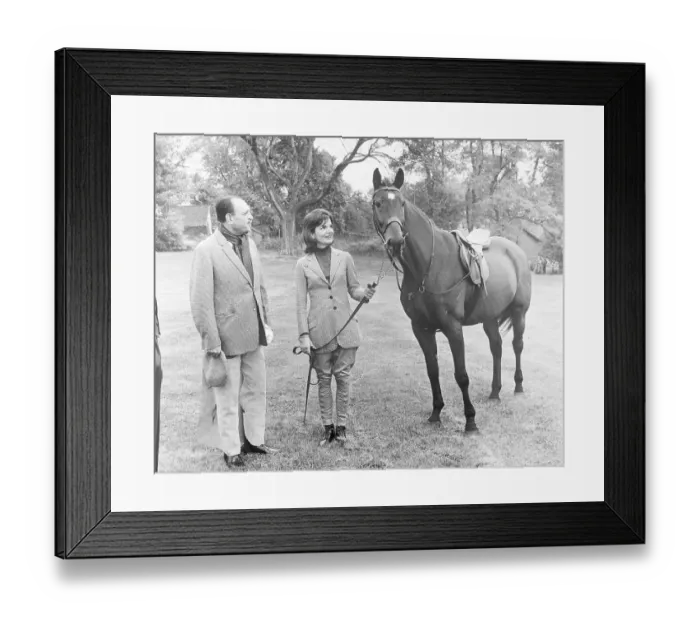 Framed Print : Jackie Kennedy and Mohammad Ayub Khan With Horse Framed Print : Jackie Kennedy and Mohammad Ayub Khan With Horse