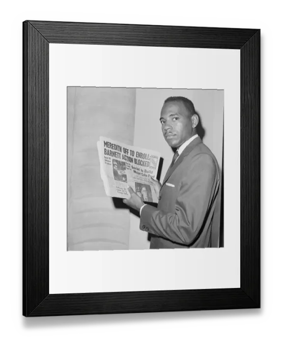 Framed Print : James Meredith Holding Newspaper Framed Print : James Meredith Holding Newspaper
