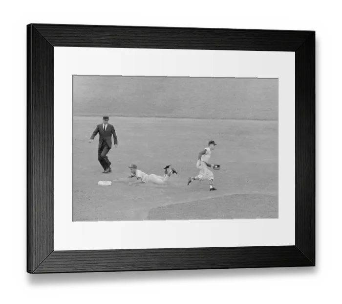 Framed Print : Maury Wills Sliding into Second Base Framed Print : Maury Wills Sliding into Second Base