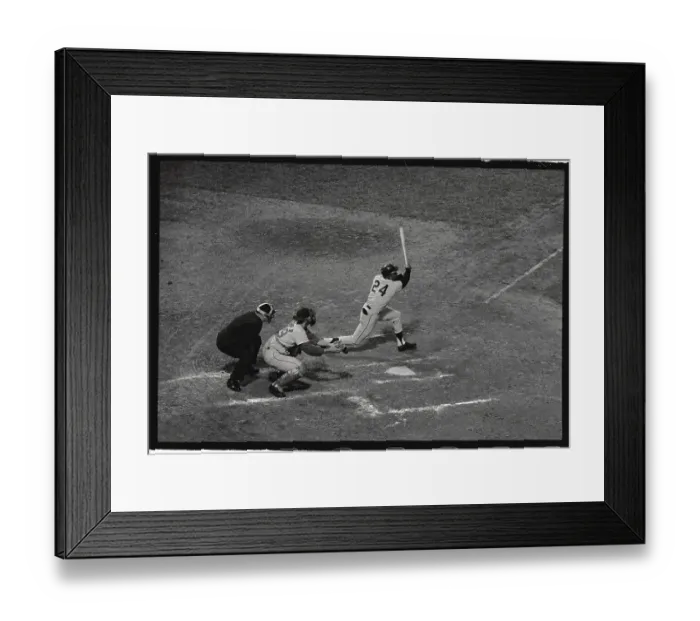 Framed Print : Willie Mays Being Congratulated on Homer Run Framed Print : Willie Mays Being Congratulated on Homer Run