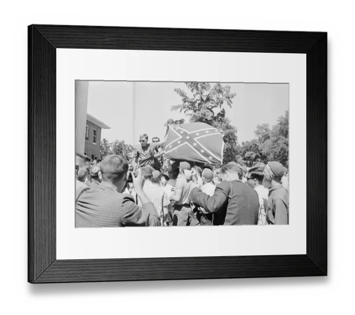 Framed Print : Demonstrating Students with Confederate Flag Framed Print : Demonstrating Students with Confederate Flag
