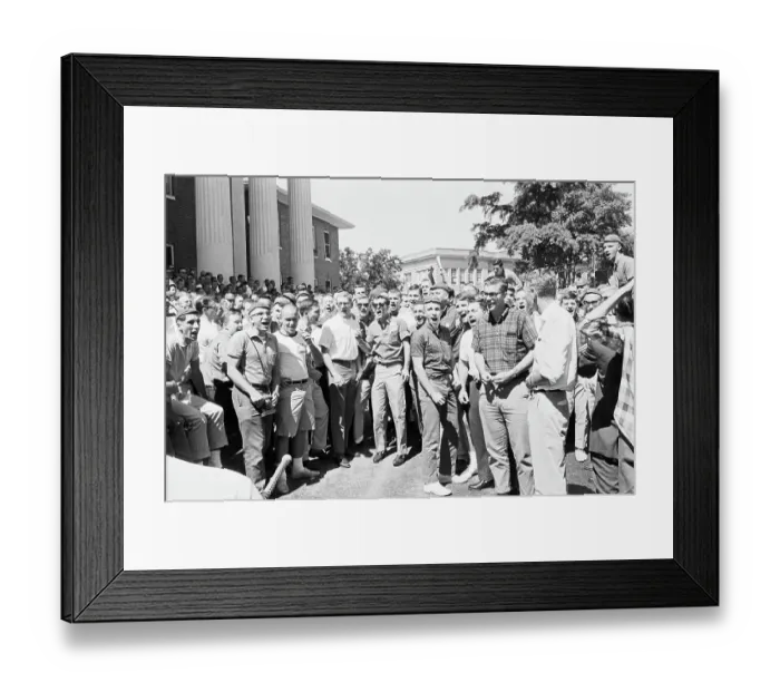Framed Print : Ole Miss Students Yell Against Integration