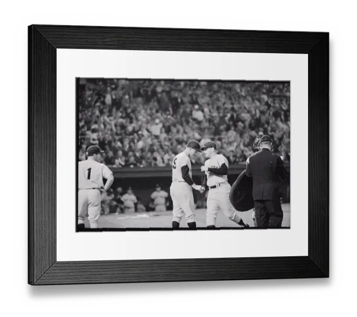 Framed Print : Mickey Mantle Shaking Hand with Roger Maris Framed Print : Mickey Mantle Shaking Hand with Roger Maris