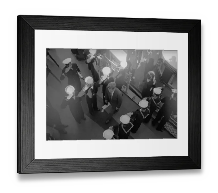 Framed Print : John Kennedy Boarding Ship Framed Print : John Kennedy Boarding Ship