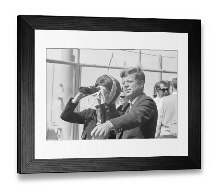 Framed Print : President Kennedy and Jackie Kennedy Watching America's Cup Races Framed Print : President Kennedy and Jackie Kennedy Watching America's Cup Races