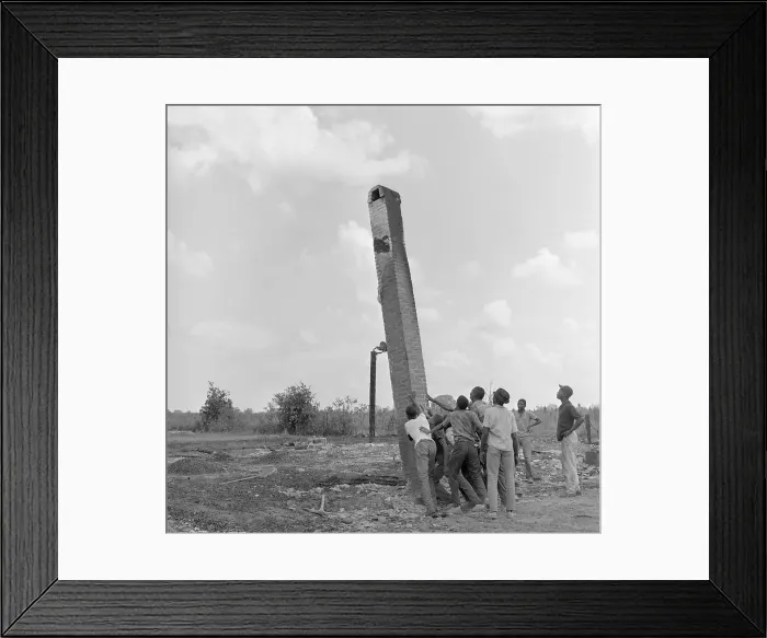 Framed Print : Youths Pushing Over Chimney Framed Print : Youths Pushing Over Chimney