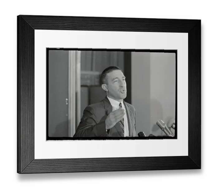 Framed Print : Stewart Udall Speaking at Microphones Framed Print : Stewart Udall Speaking at Microphones