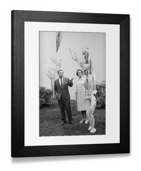 Framed Print : Nelson Rockefeller Pointing to Art Exhibit Piece