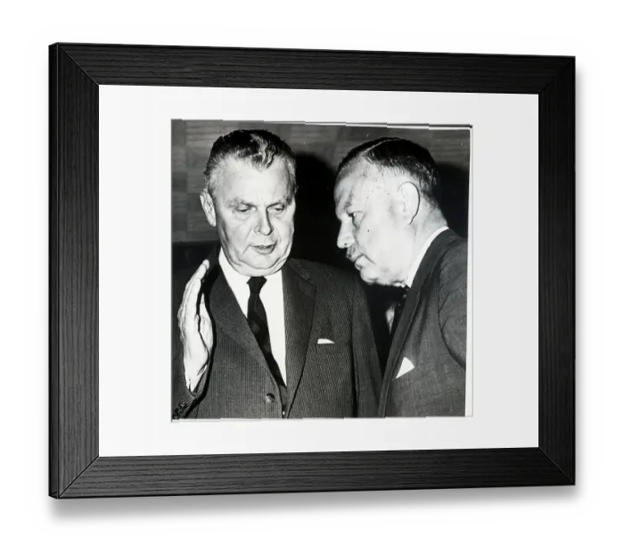 Framed Print : Prime Minister Diefenbacker With Justice Minister Fleming Framed Print : Prime Minister Diefenbacker With Justice Minister Fleming