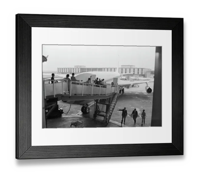 Framed Print : People Inspect Boeing Airplane Framed Print : People Inspect Boeing Airplane