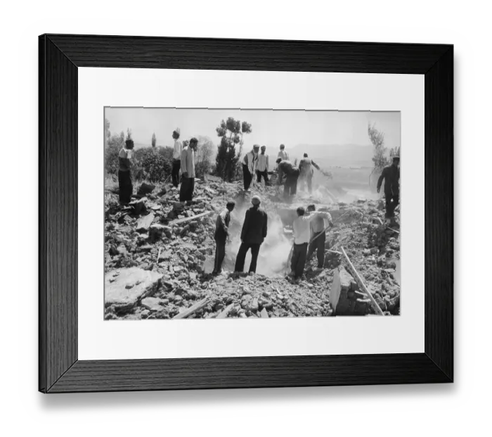 Framed Print : Men Dig For Victims In Earthquake Rubble Framed Print : Men Dig For Victims In Earthquake Rubble