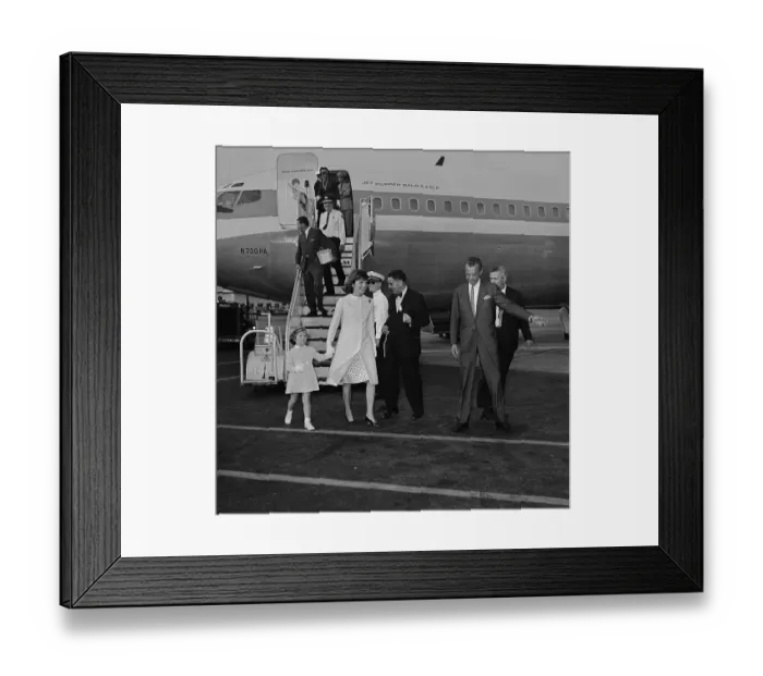 Framed Print : Jacqueline Bouvier Kennedy and Daughter Leaving Airplane Framed Print : Jacqueline Bouvier Kennedy and Daughter Leaving Airplane