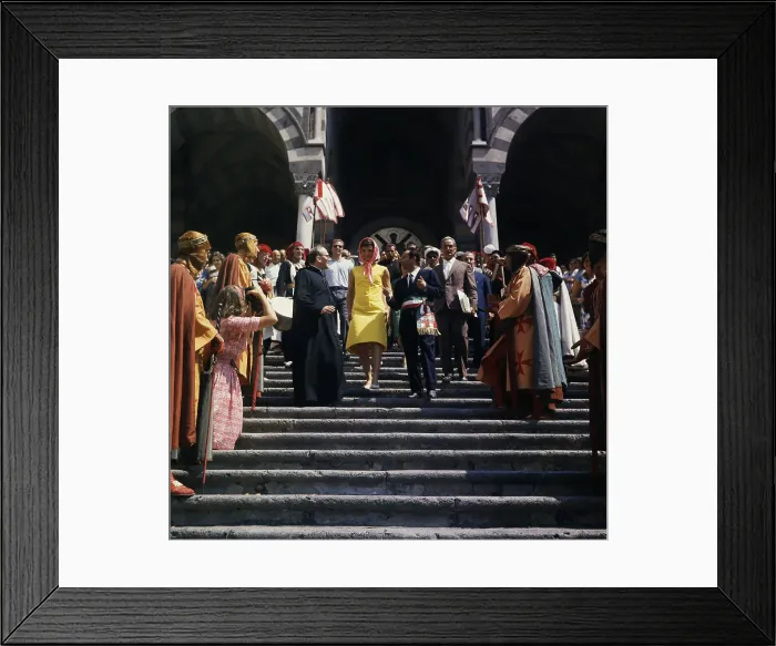Framed Print : Jackie Kennedy with Mayor of Amalfi at Cathedral Framed Print : Jackie Kennedy with Mayor of Amalfi at Cathedral