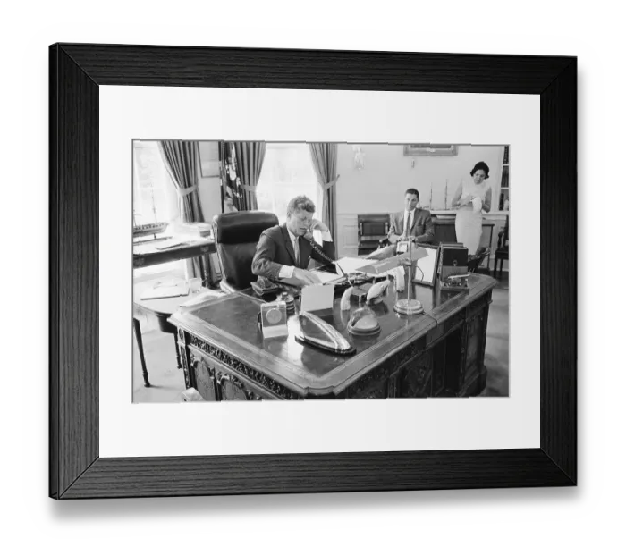 Framed Print : President Kennedy Speaking on Telephone Framed Print : President Kennedy Speaking on Telephone