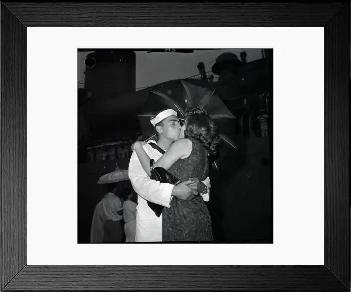 Framed Print : Cadet Kisses Girl Under Umbrella Framed Print : Cadet Kisses Girl Under Umbrella