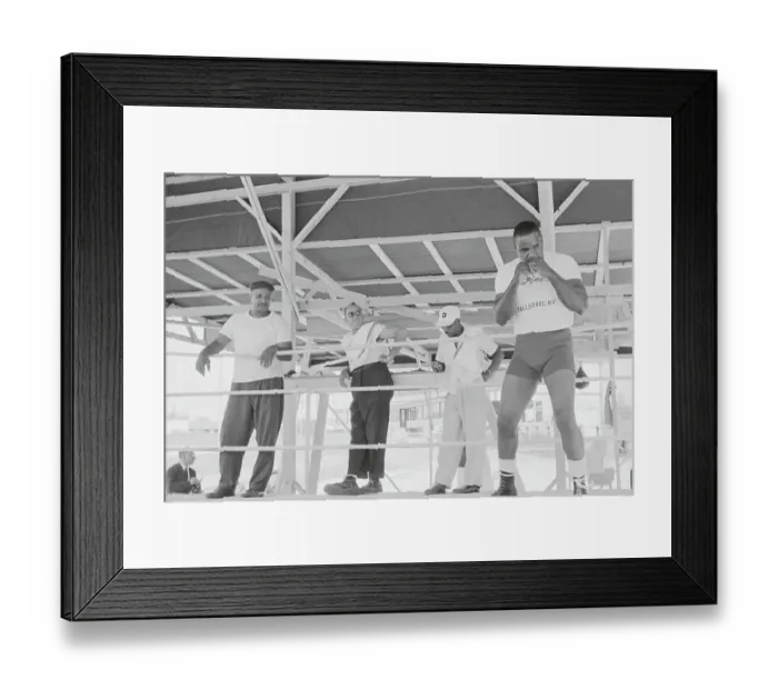 Framed Print : Boxer Sonny Liston Practicing in Boxing Ring Framed Print : Boxer Sonny Liston Practicing in Boxing Ring