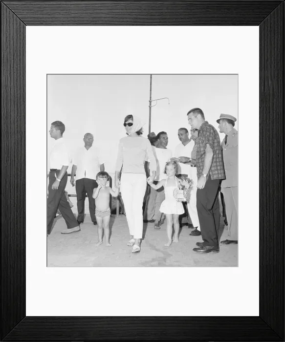 Framed Print : Jackie Kennedy With Daughter and Nephew Framed Print : Jackie Kennedy With Daughter and Nephew