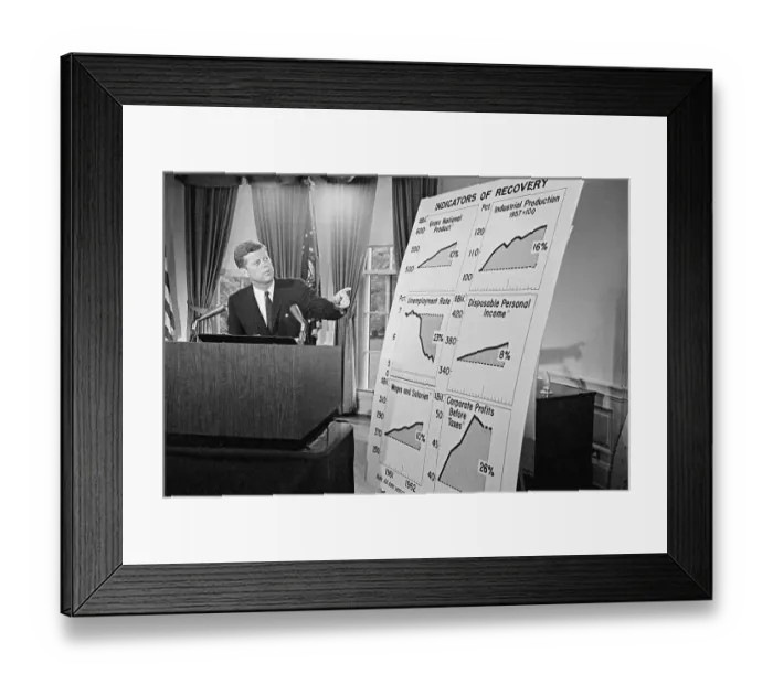 Framed Print : President Kennedy Reviewing Charts Framed Print : President Kennedy Reviewing Charts