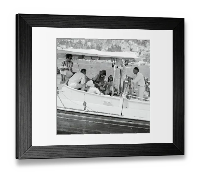 Framed Print : Jacqueline Kennedy Riding on Boat Framed Print : Jacqueline Kennedy Riding on Boat